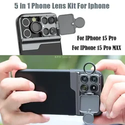 Phone Lens Case Kit 20X Super Macro Lens CPL Fisheye Telephoto Lens for iPhone 15 PRO MAX 13 PRO MAX 14 Plus Smartphone