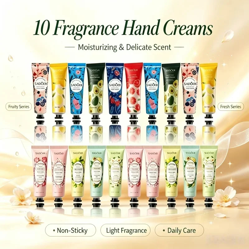 Pacote com 10 cremes para as mãos, distribuídos aleatoriamente, creme hidratante com fragrância à base de plantas, adequado para mãos secas e cuidados com o corpo, creme hidratante para as mãos, loção corporal, mini creme para as mãos, tamanho viagem, presente para o Dia dos Namorados, presente para o Dia das Mães para mulheres