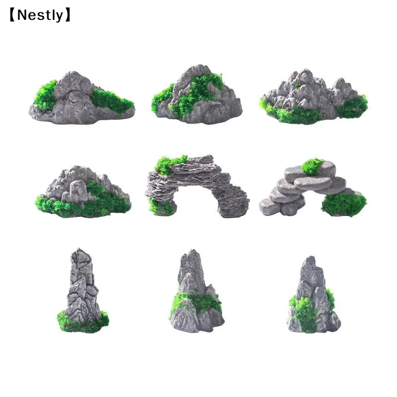 1/6Pcs Artificial Hill Toys Mini Mountain Miniature Fake Stone Bonsai Ornaments Fairy Garden Accessory Decor Aquarium Rock〔Nest〕