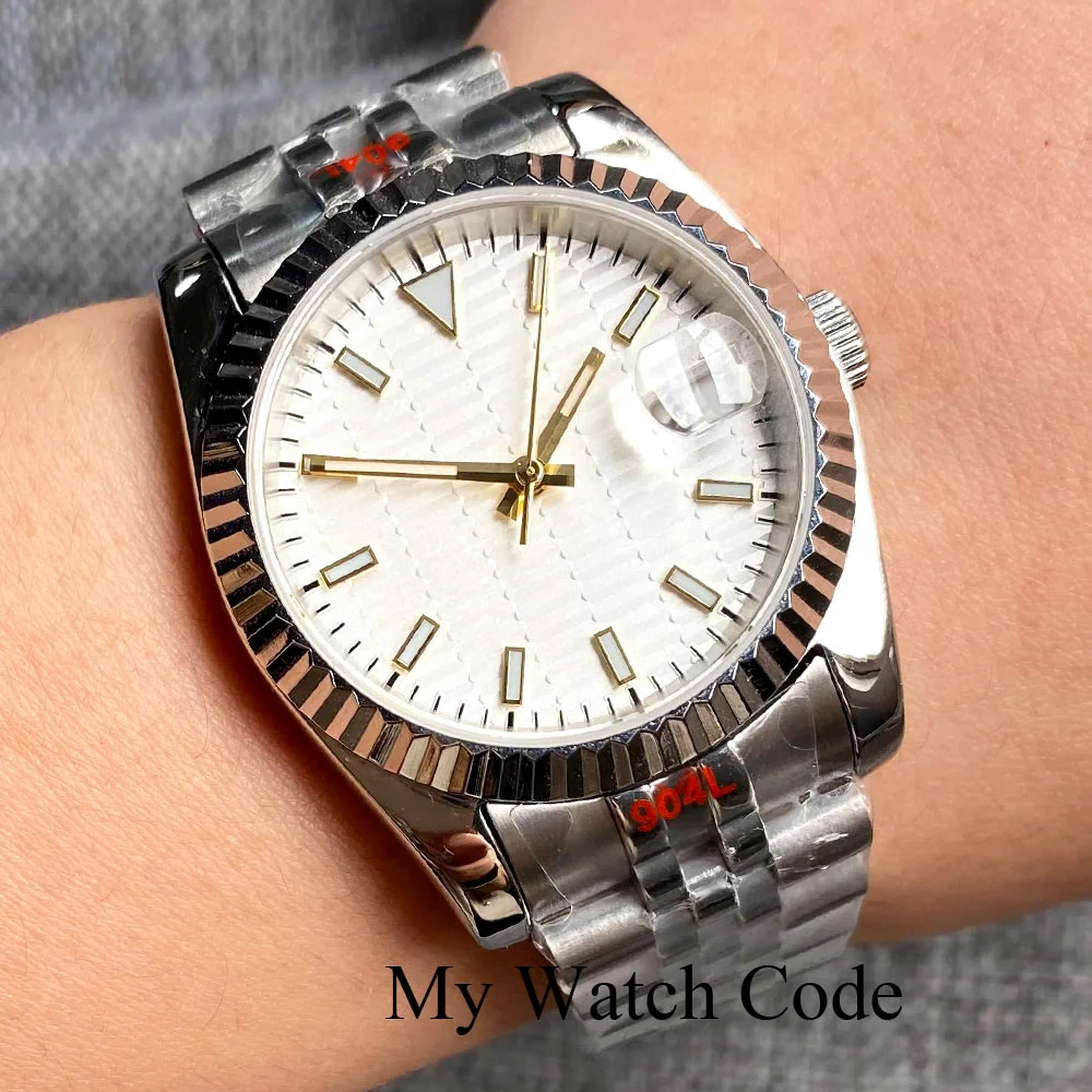 36mm 39mm Fluted NH35 Watches DJ Automatic Wristwatch Hive Cream White Dial Sapphire Crystal 904L Bracelet 0039