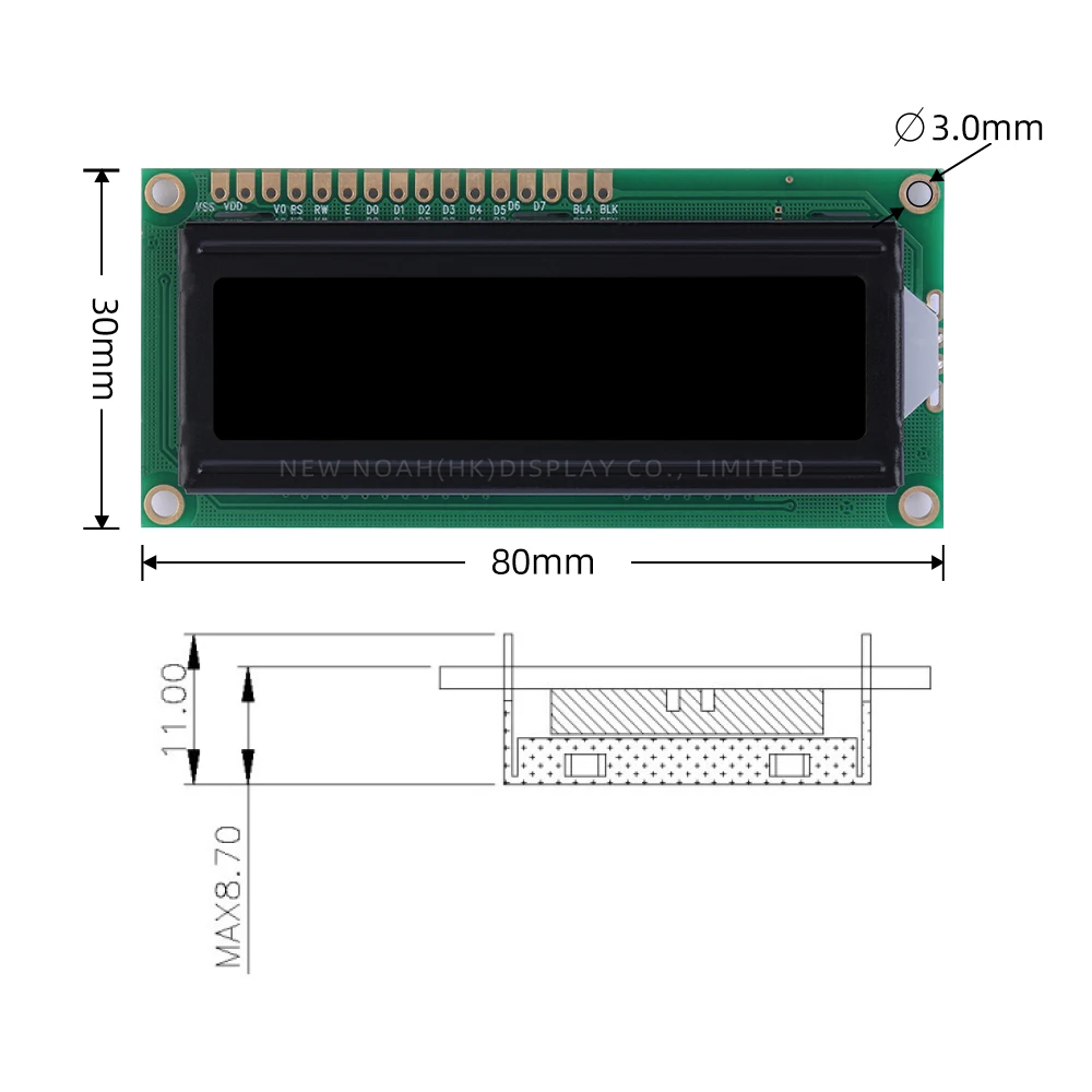 Película negra BTN rusa naranja 1602W STN marco alto 12MM 2*16 16X2 controlador ST7066U pantalla de visualización de caracteres 5V/3,3 V 1,6 pulgadas