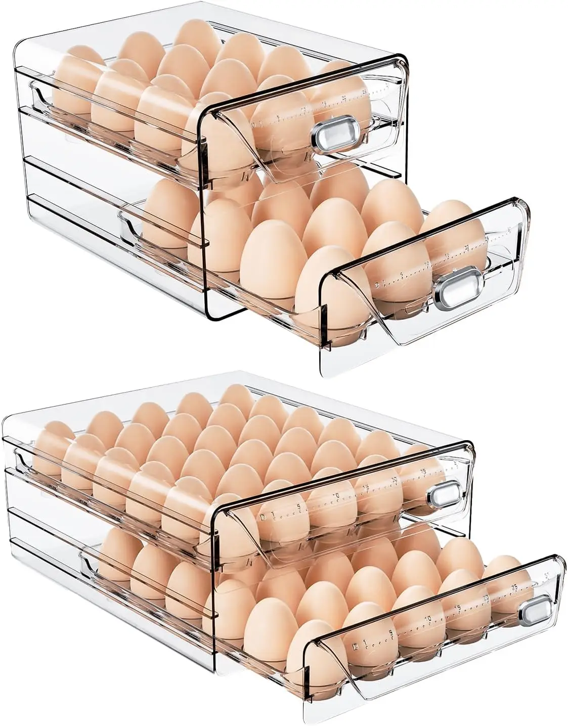 

Egg Holder for Refrigerator Drawer Organizer with Time Scale, Clear Egg Fresh Storage Box for Friage, Large Capacity Egg Tray