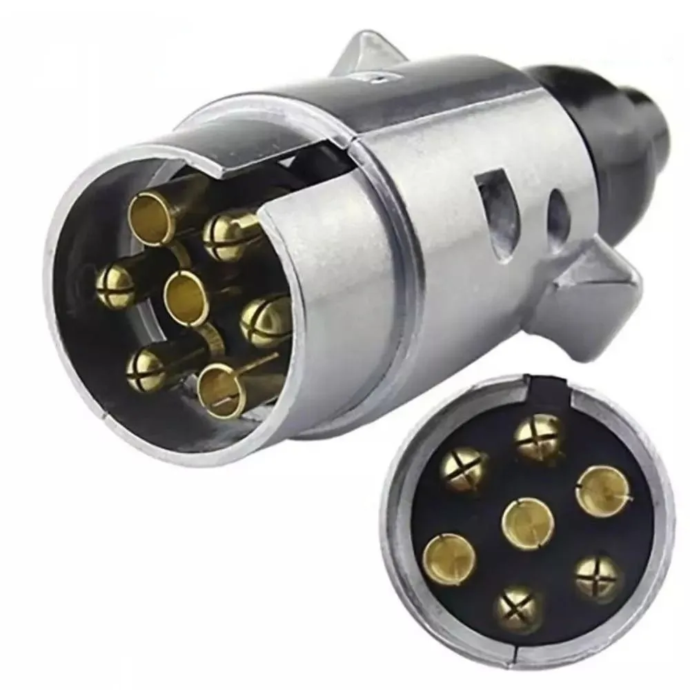 Aluminium Alloy 7 Pin Trailer Socket Round Adapter Universal Fit Towing Electrics Adapter EU Plug 12V Connector
