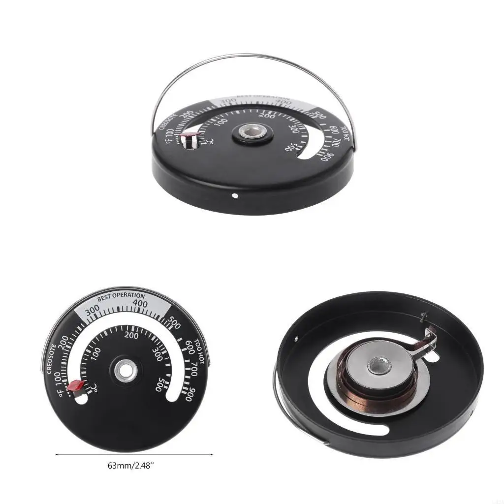 

L43A Прочный магнитный термометр для вентилятора камина из алюминиевого сплава с кольцами для ремня