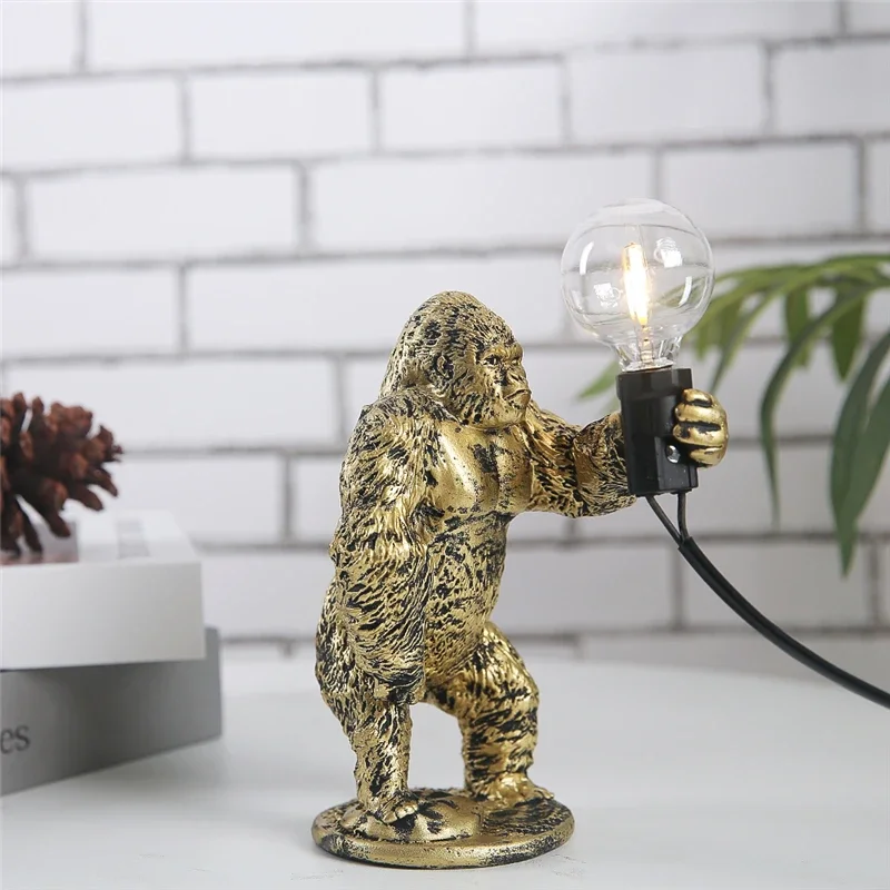 Nordic King Kong Resin Floor Lamps Modern Living Room Decor Table Lamp Office Desk Light LED Customizable Resinous Animal Lights