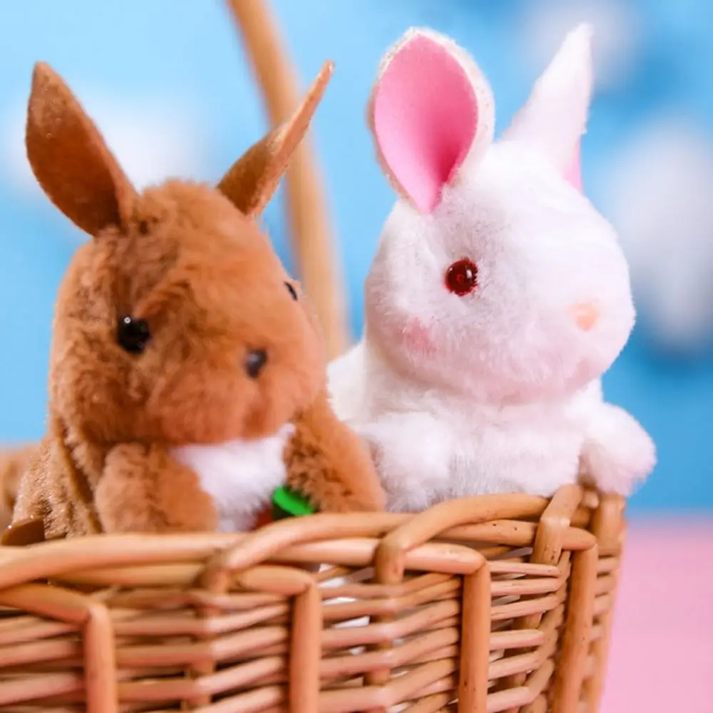 Puppe mit Schlüsselanhänger Ente Wind Up Springen Spielzeug Känguru Simulation Uhrwerk Frühling Kaninchen Spielzeug Gehen Plüsch Glocke Springen Spielzeug Kinder