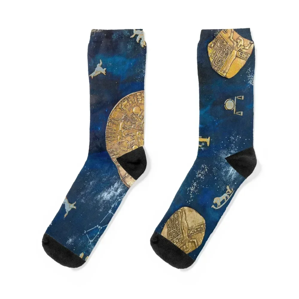 Zodiac of Dendera with Nut the Egyptian Sky Goddess Socks funny sock Rugby colored with print Socks Female Men's