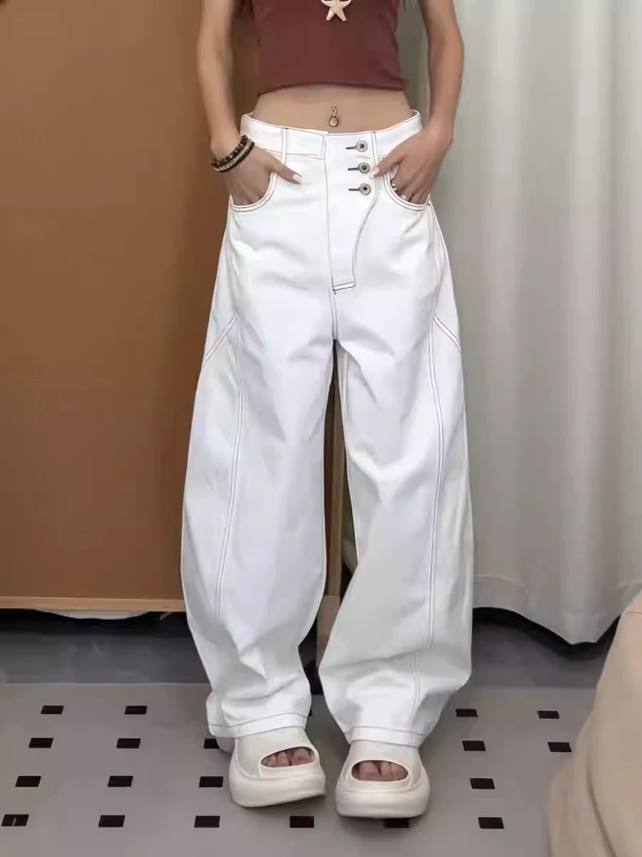

Women Grey Baggy Y2k Cargo Jeans Vintage Harajuku High Waist Jean Pants Japanese 2000s Style Denim Trousers Clothes Autumn 2025