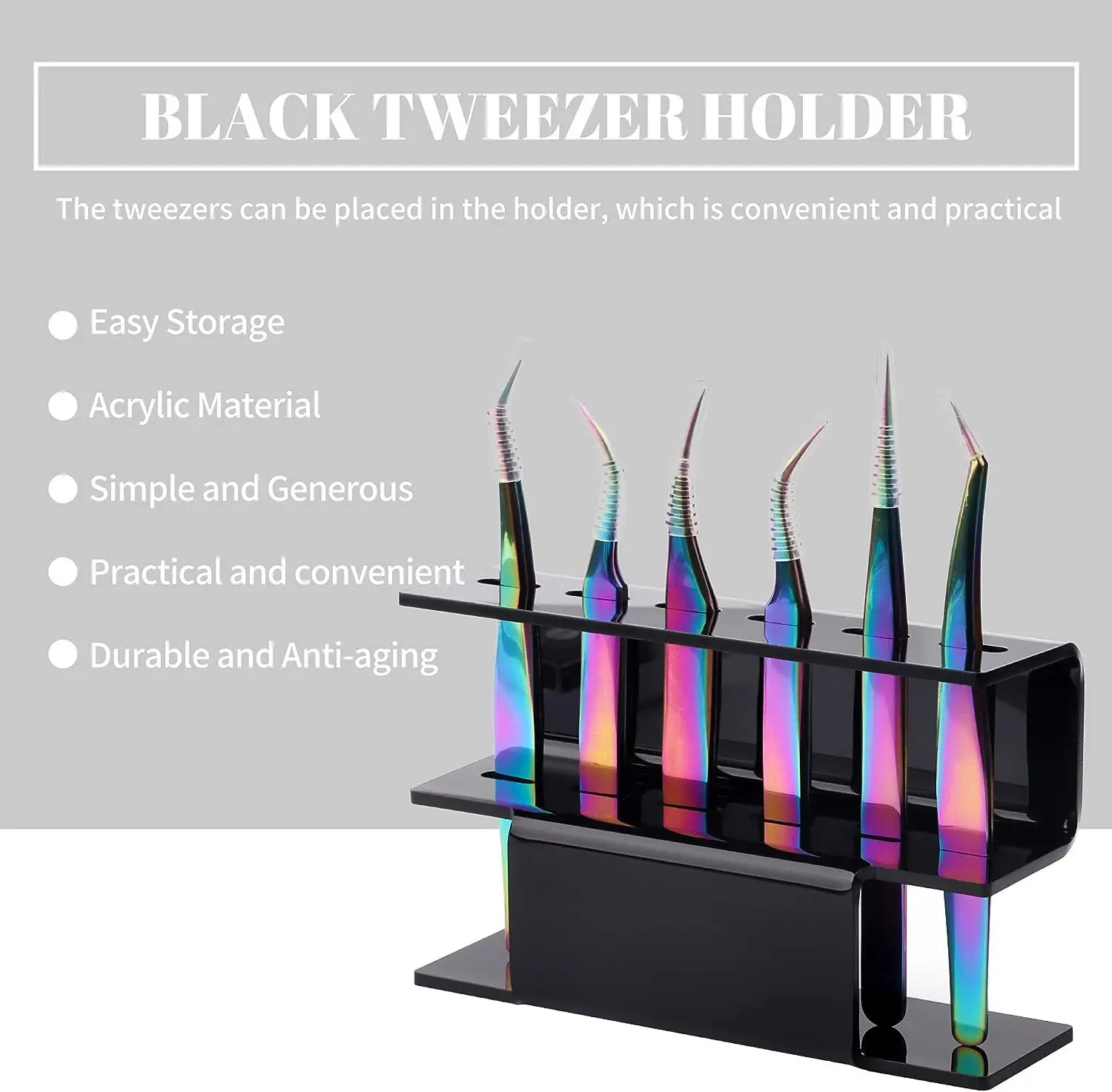 Eyelash Tweezers Storage Holder 6 Holes Rack Portable Tweezers Organizer Shelf Eyelash Extension Makeup Tool Acrylic Stand