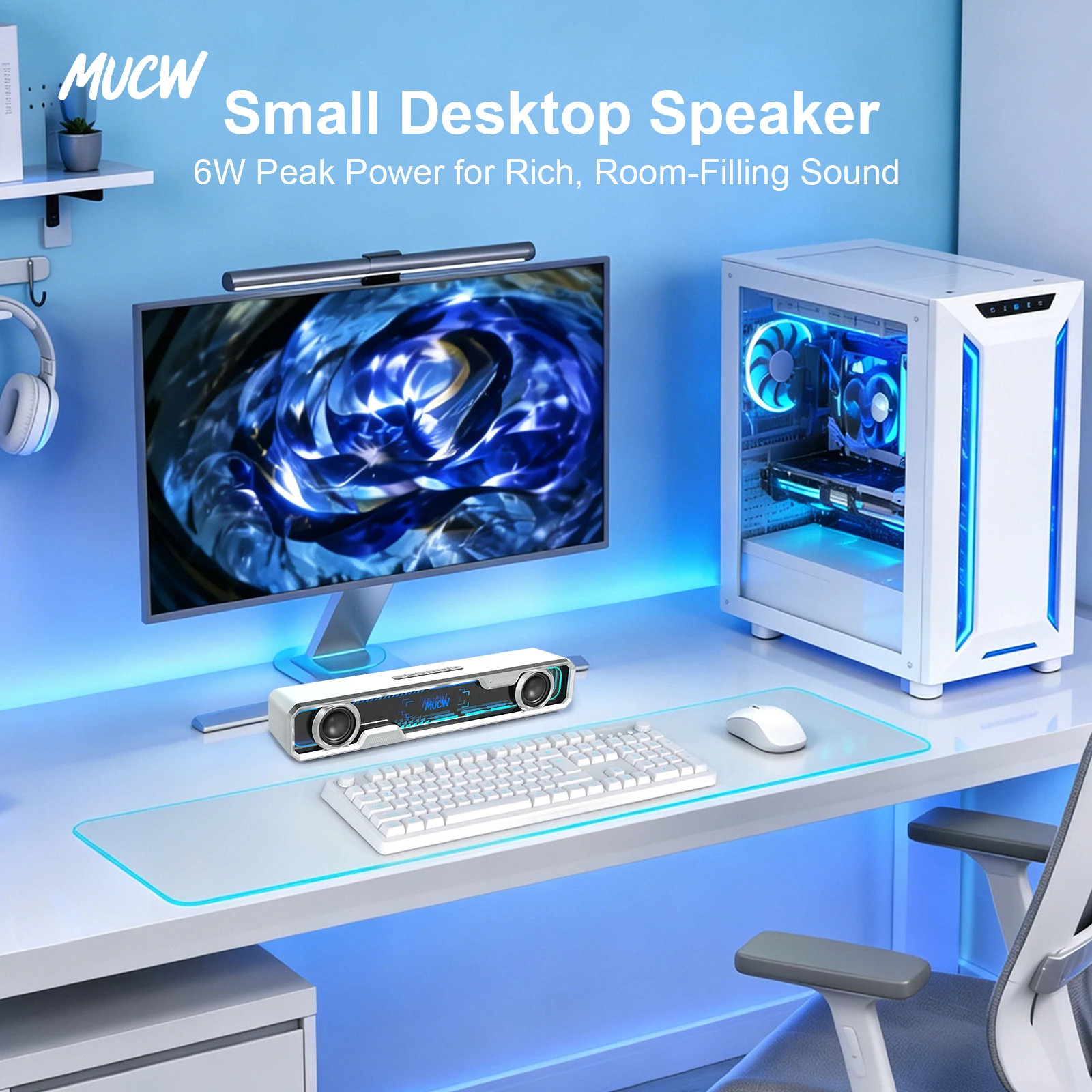 Rgb Computer Soundbar For Pc - MUCW MU‑C13 ซาวด์บาร์ตั้งโต๊ะ ลำโพงคอมพิวเตอร์สเตอริโอ 6W แบบไดรเวอร์คู่