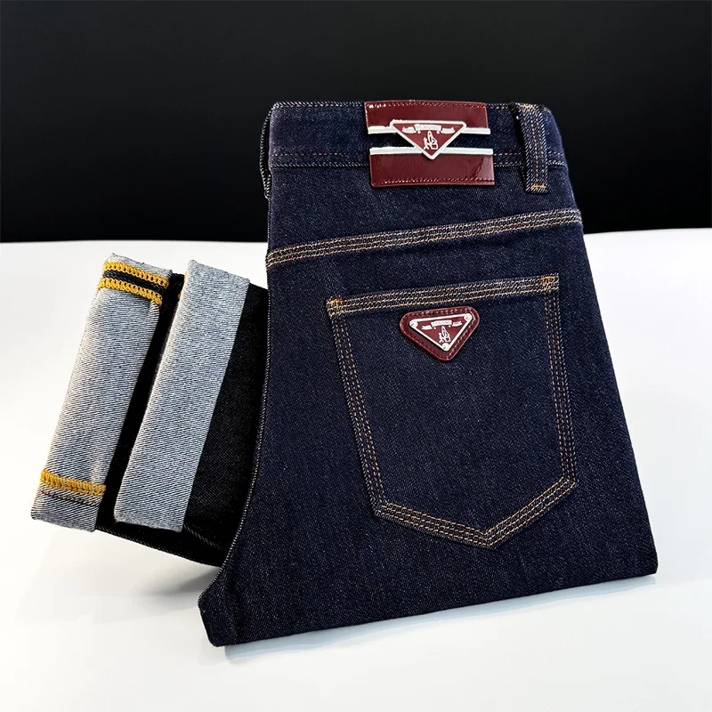 

Легкие роскошные трендовые элитные джинсы мужские облегающие маленькие ноги универсальные эластичные джинсовые длинные брюки оригинального цвета