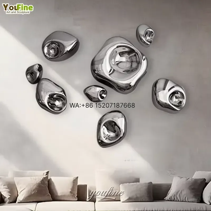 Wmwmnu for YOUFINE Factory Wholesale Stainless Steel Shaped Stone Wall Hanging Metal Art Sculpture