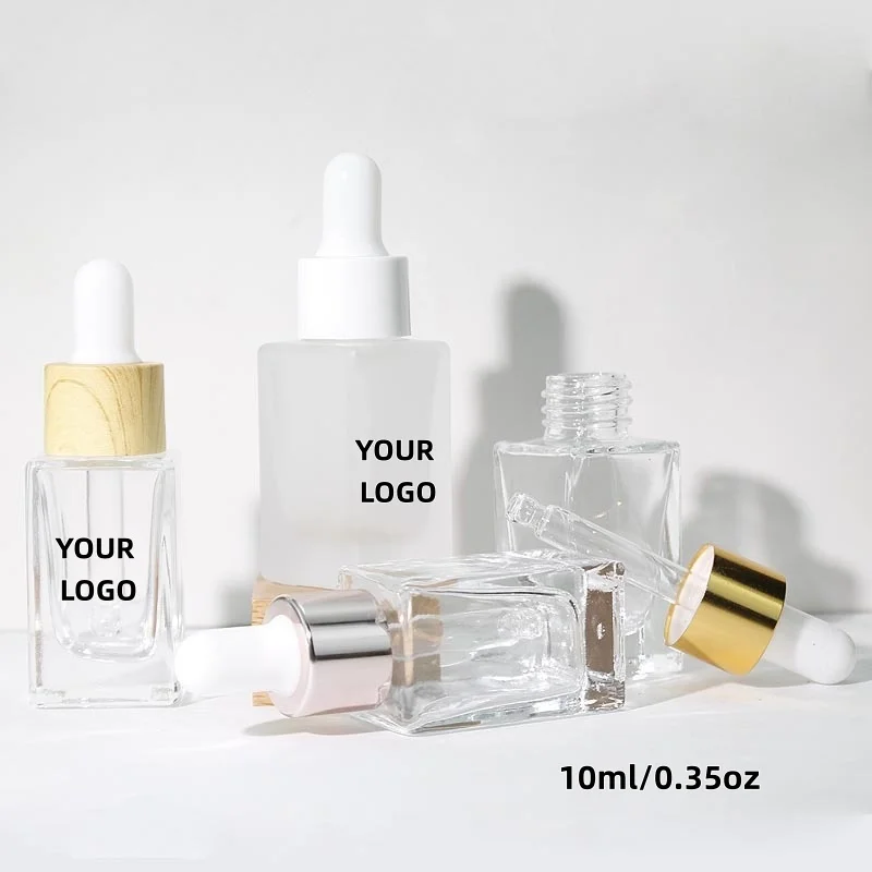 

【Логотип на заказ】100 шт. по индивидуальному заказу 10 мл белая квадратная бутылка из матового стекла косметический контейнер для наполнения косметический упаковочный материал