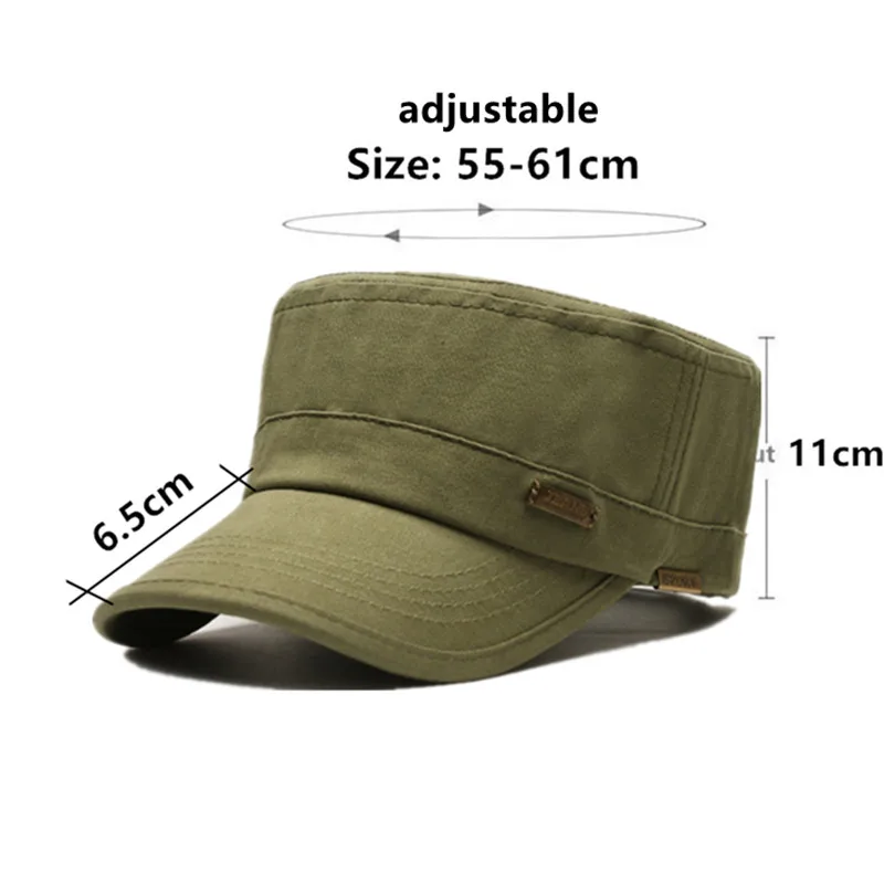 New Autumn Men's Washable Cotton Military Hats Golf Cap Camping Fishing Hat Casual Sports Cap Flat Caps For Men Snapback Cap