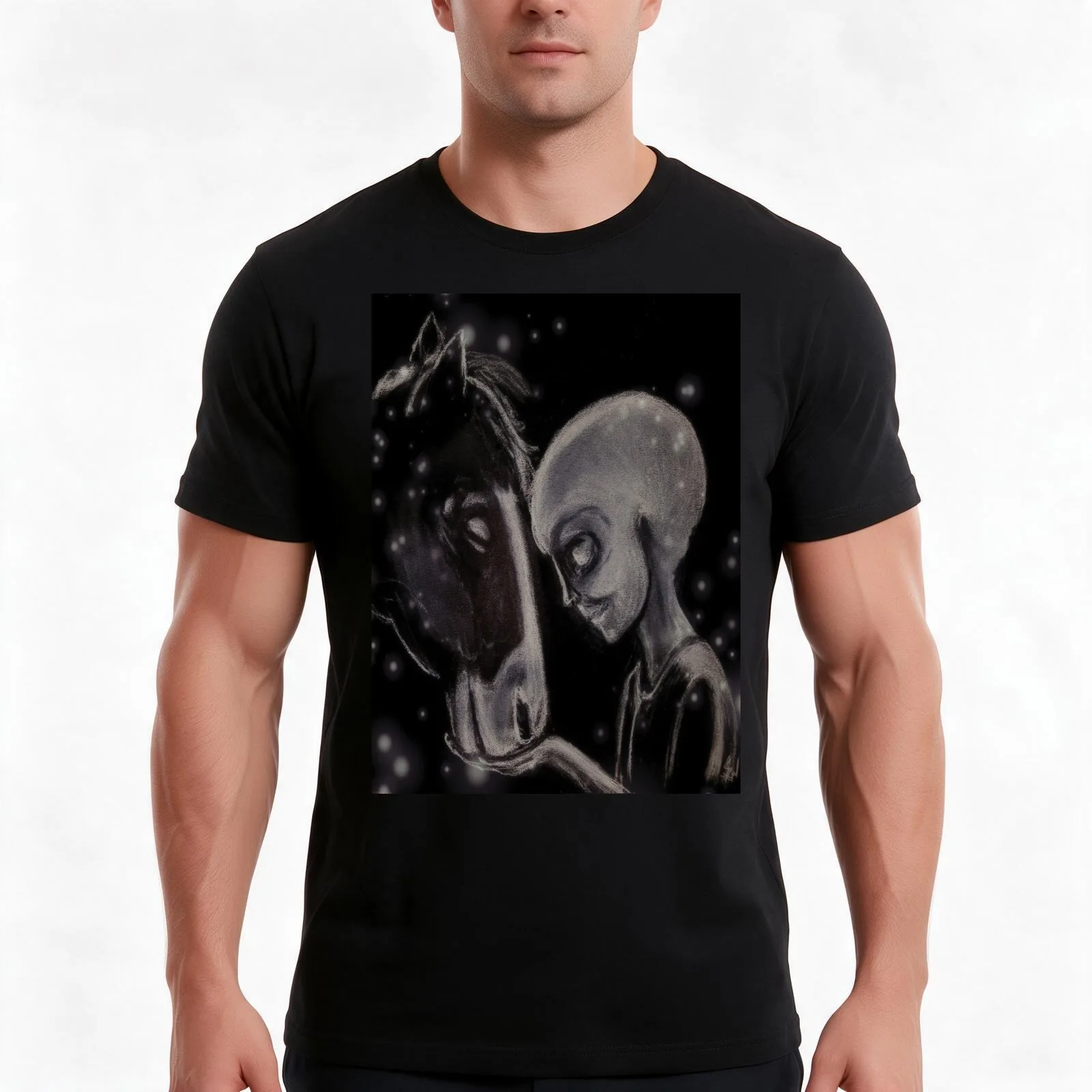 Equine Love T-Shirt, Summer Casual Cotton Tee, Oversized Streetwear Tops, Vintage Graphic Print, Loose Fit Short Sleeve