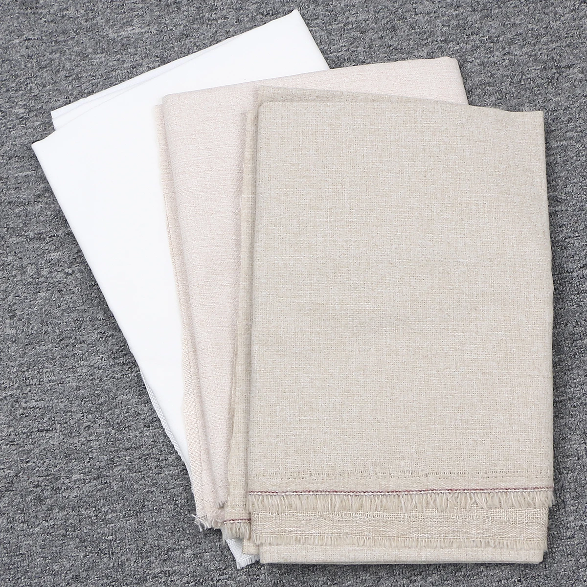 

3pcs Linen Tablecloth Beige Color Handmade DIY Needlework Fabric Cushion Cover Embroidery Cloth Solid Material
