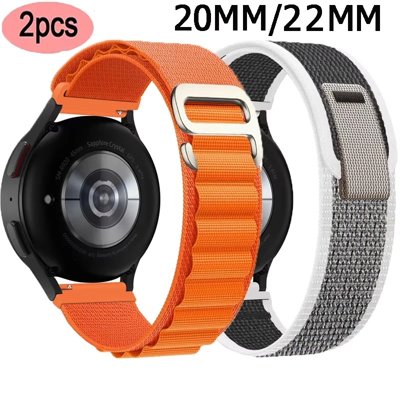 Нейлоновый ремешок 20/22 мм для Samsung Galaxy Watch 4 6 Classic 42 мм/46 мм, 2 шт., браслет для Samsung Gear S3 Frontier/S3 Classic Correa