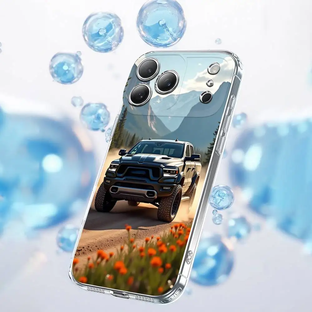 Carro r-ram caminhões captador caso de telefone para iphone 17,16,15,14,13,12,11 plus, pro, max, plus, e, ar, mini capa transparente