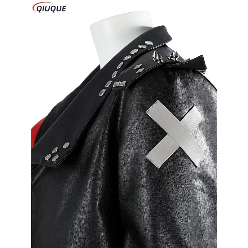 2025 11 Arcane 2 Vi 코스프레 의상 가발 게임 LOL 여성용 블랙 PU 가죽 코트 여성 재킷 변장 탑 할로윈 카니발 파티