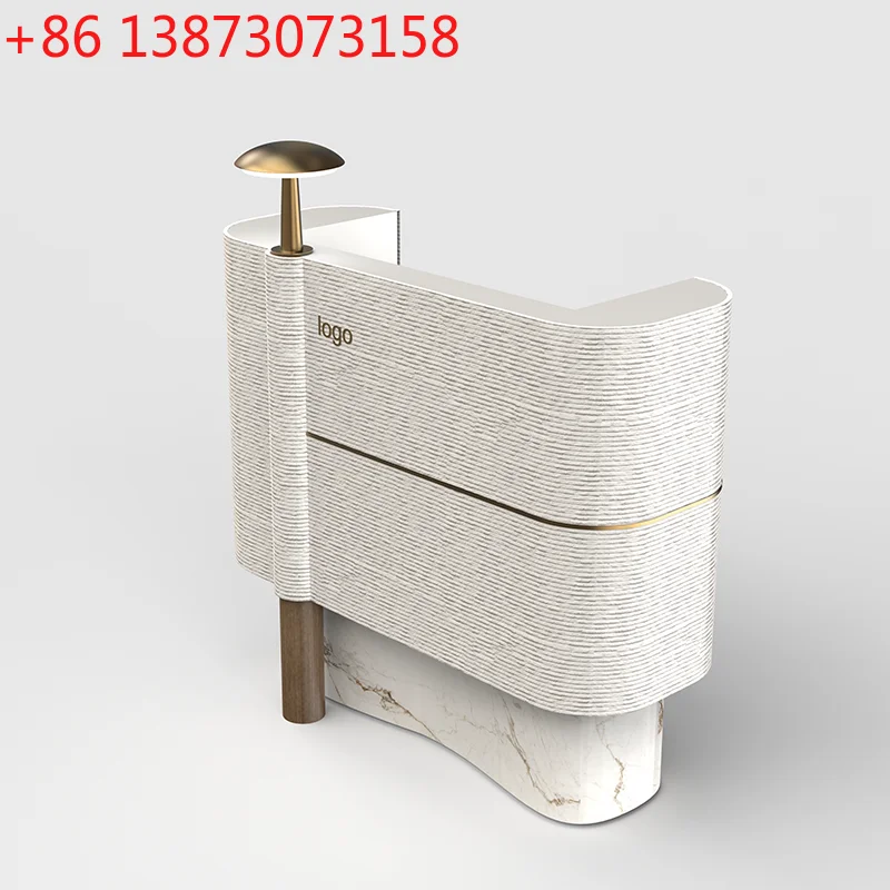 

Касса Стойка регистрации, простая и современная стойка регистрации компании, текстура мягкого камня, светлая роскошная информационная стойка из нержавеющей стали