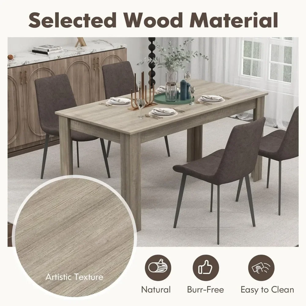 Dining Table,Modern Dining Room Table for 4-6 People, 63" Rectangular Dinner Table w/Heavy Duty Legs, Spacious Desktop