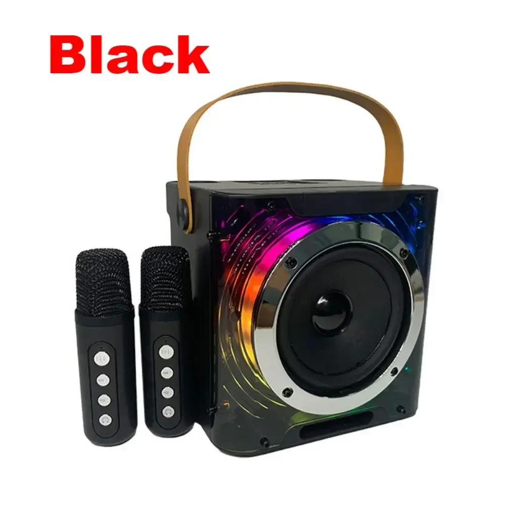 Wireless Portable High Power Karaoke Bluetooth Speaker Music Rhythm Light Stereo With Dual Microphone Christmas Family Gifts