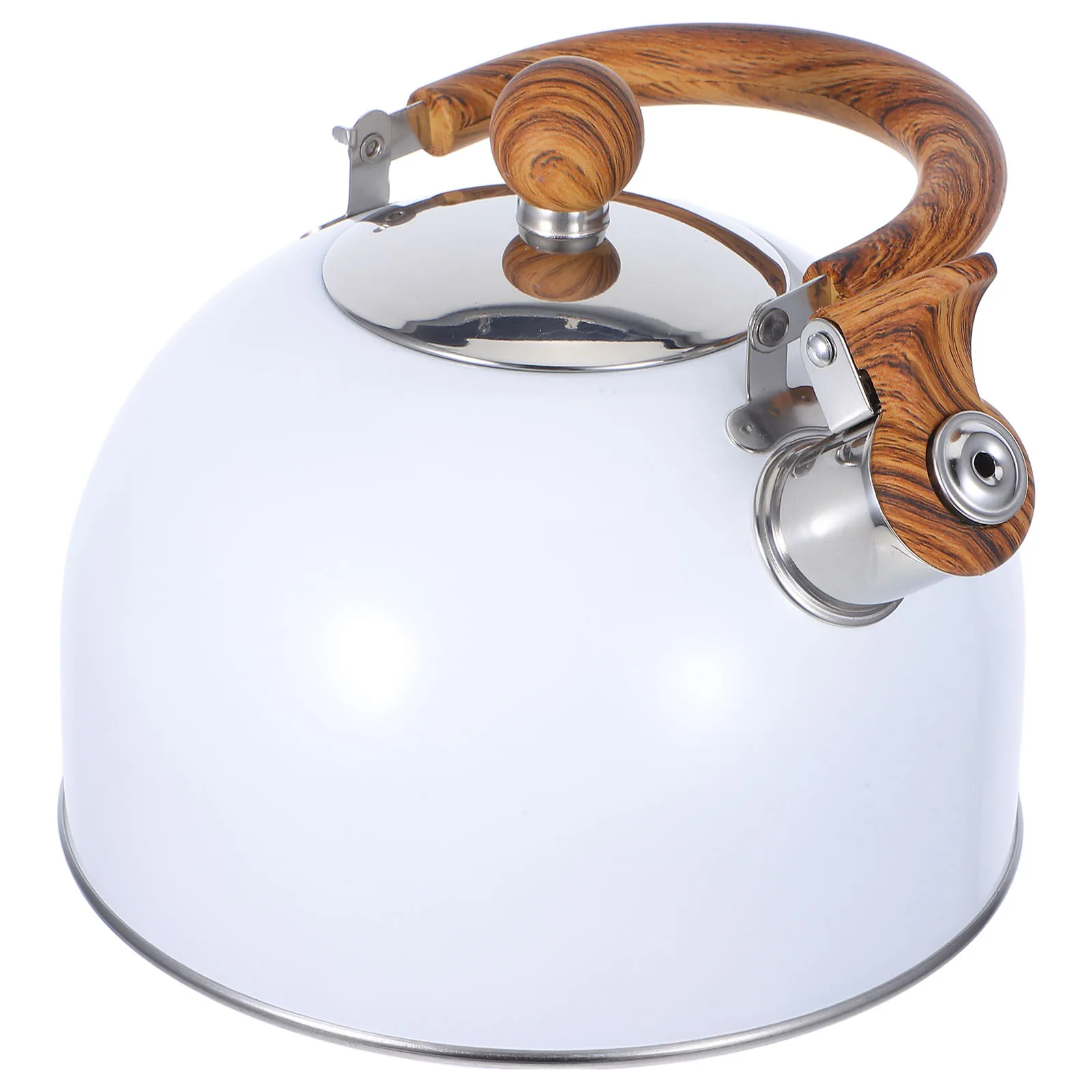 

1pc White 2.5L Whistle Water Kettle Home Kitchen Teakettle Boiling Sound Heat Resistant Handle Gas Stove Compatible Long Lasting