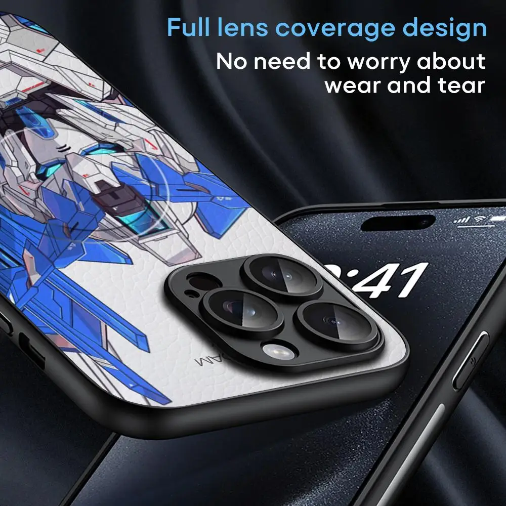 حافظة هاتف رائعة عملاقة G-Gund-am ROBOT لهاتف آيفون 16 15 14 13 12 11 Plus Pro Max فاخرة من جلد الغنم Magsafe