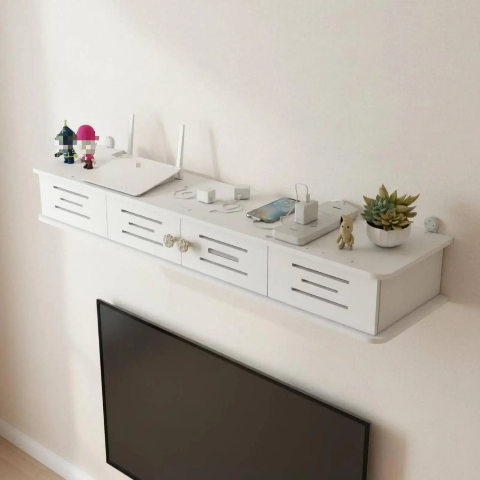 Wifi Router Storage Box No Installation Set-Top Box Wall Holder Long-Lasting