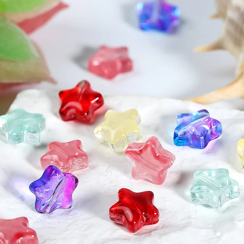8mm Matte Star Glass Beads with Glitter Wholesale Spacer Beads for DIY Jewelry Making Bracelets Earrings Handmade Craft Supplies