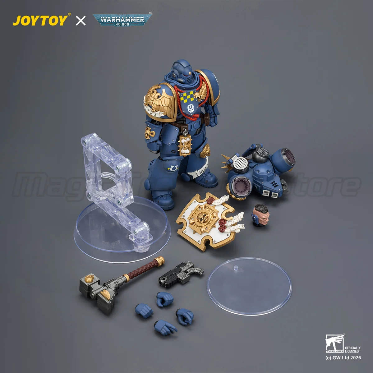 

【MT】Pre-sale JOYTOY Warhammer 40K Ultramarines Captain with Jump Pack and Relic Shield 1/18 Anime Figure