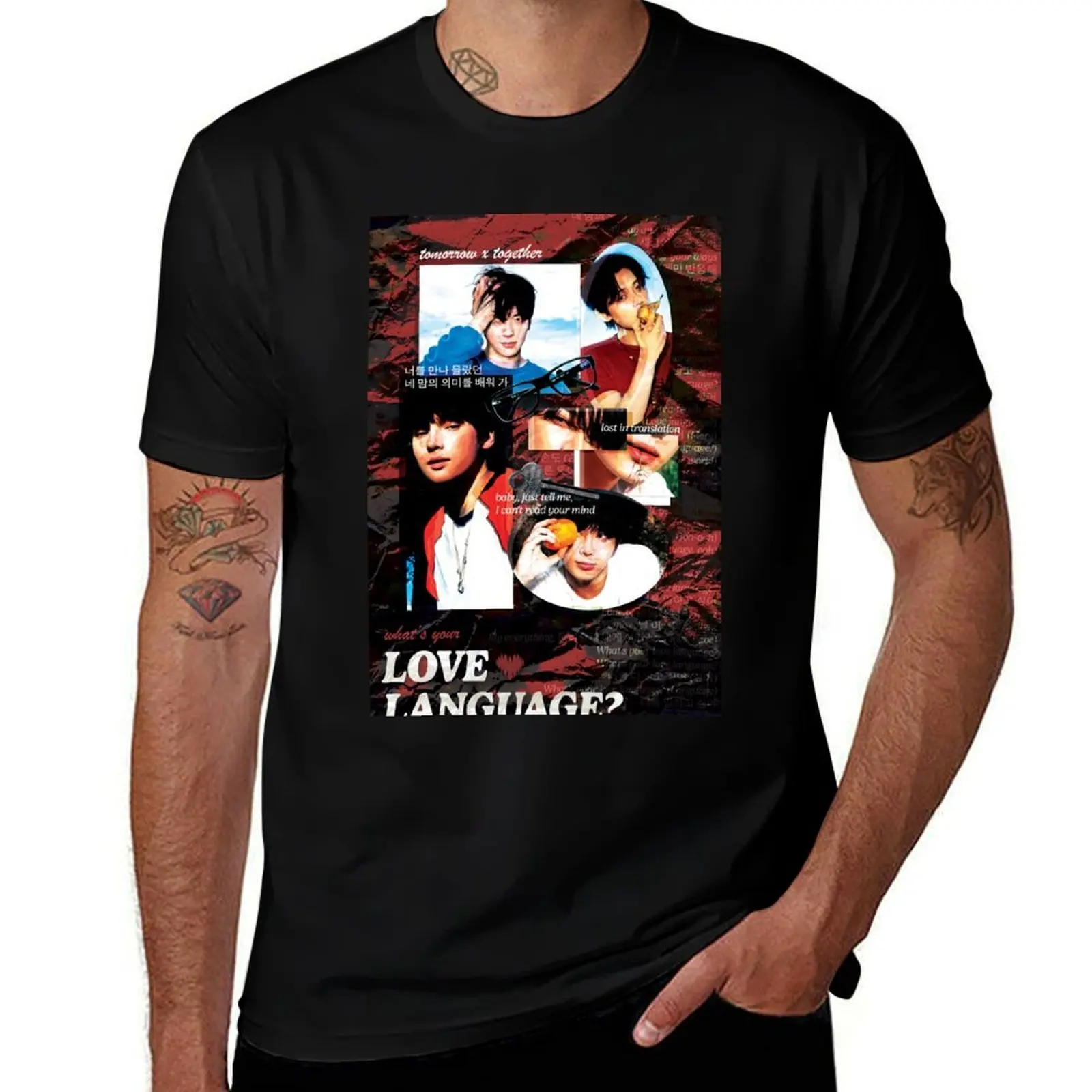 

tomorrow x together love language poster T-Shirt vintage anime shirt luxury designer plus size clothes mens fashion