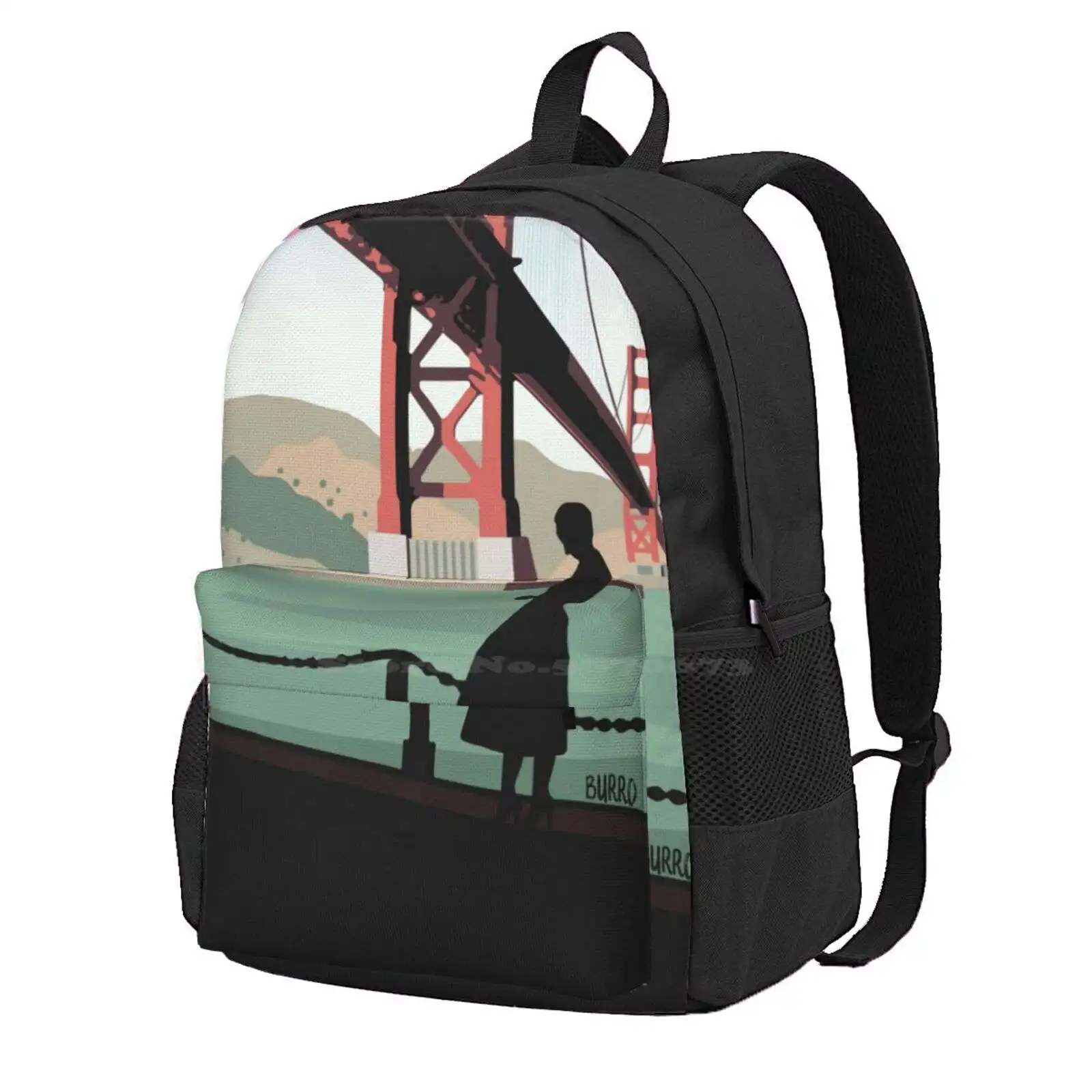 Vertigo Golden Bridge Illustration By Burroi Hot Sale Schoolbag Backpack Fashion Bags Mansion Hotel Psicosis Norman Bates