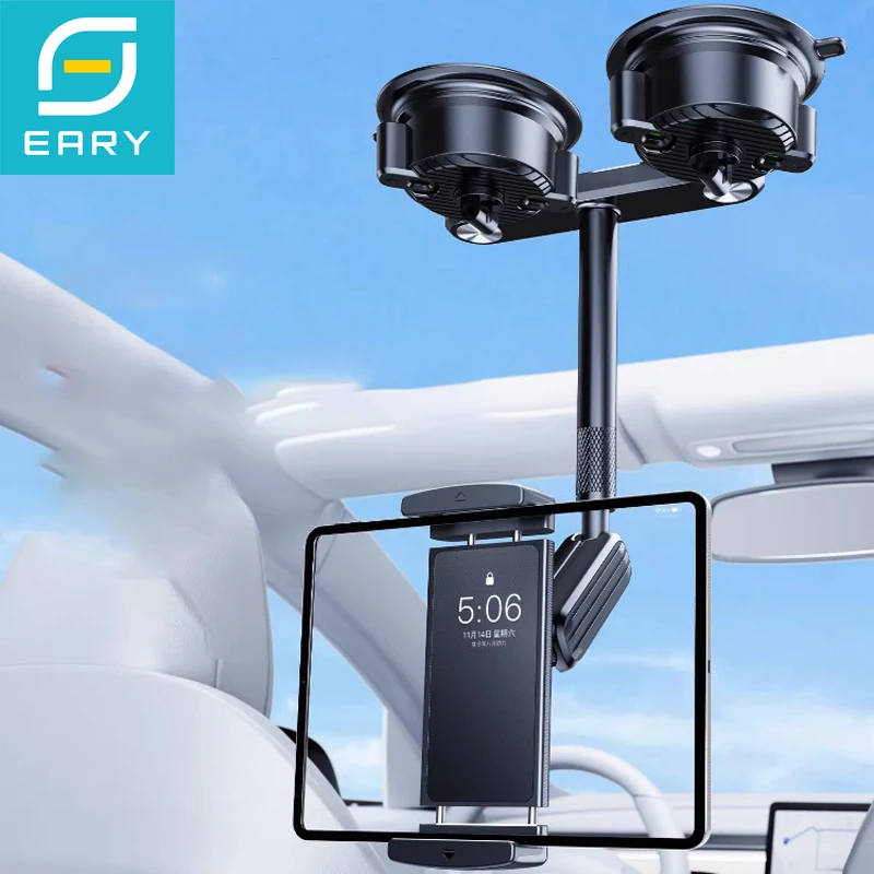 Suporte Veicular Eary com Ventosa Dupla para Tablet, Fixação no Para-brisa 360° ° Suporte para Telefone para iPad Pro, Suporte GPS para iPhone Samsung