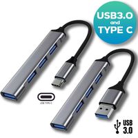 Universal 4 IN 1 USB-C HUB High Speed Laptop PC OTG Adapter Aluminium Alloy Type-C Splitter HDD