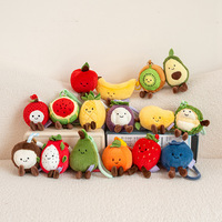 New Cute Coconut Avocados Fruit Plush Keychains Fashion Mango Apple Backpack Charms Fun Pear Kiwi Strawberries Pitaya Plush Toys