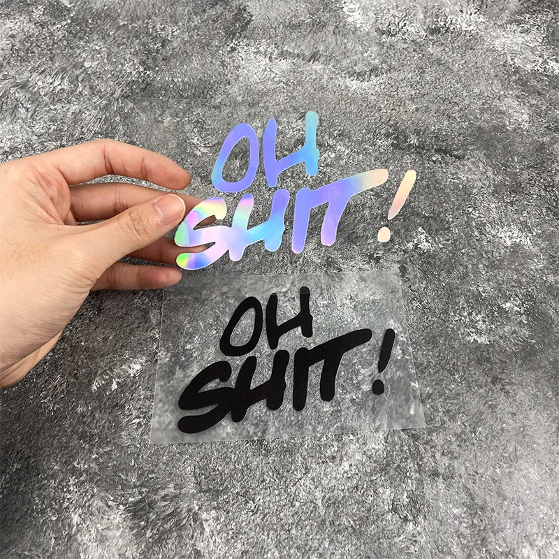 1PC Funny Letters OH SHIT Motorcycle Stickers Waterproof for Motorbike Fuel Tank Helmet Fairing Electric Scooter Vinyl Decals