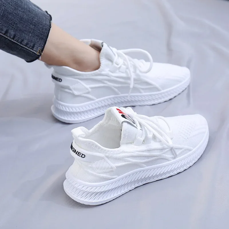 Fashion Spring Female Sneakers Women Shoes Korean Mesh Yellow Ladies Shoes Woman Lace Up Red Black Casual Shoes Breathable 2023