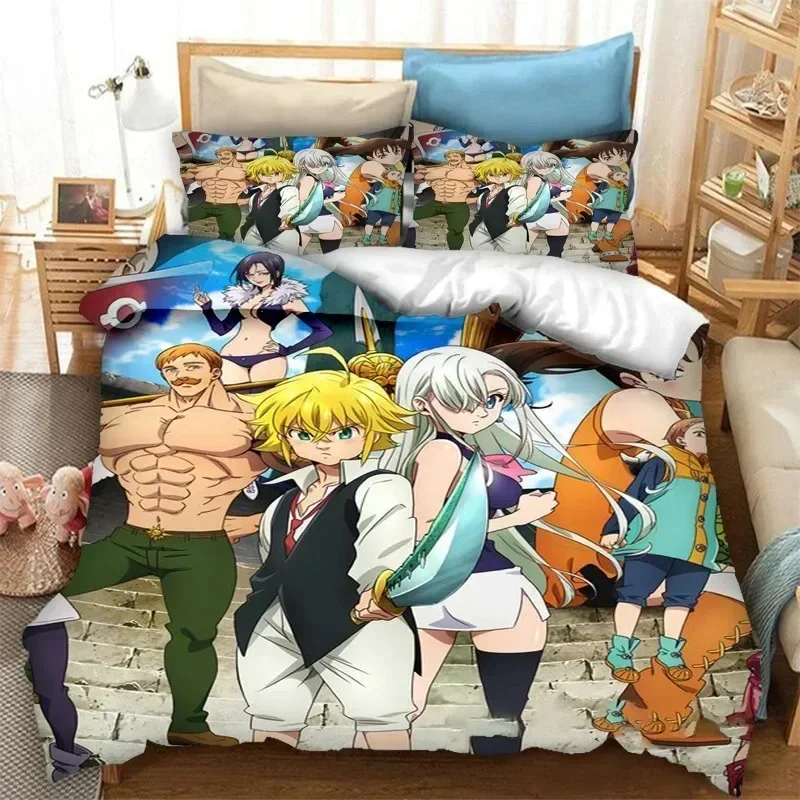 

Anime The Seven Deadly Sins Bedding Set Duvet Cover Sheet Printed Bed Set Pillowcase Bed Full Queen King Size Comforter Bedroom