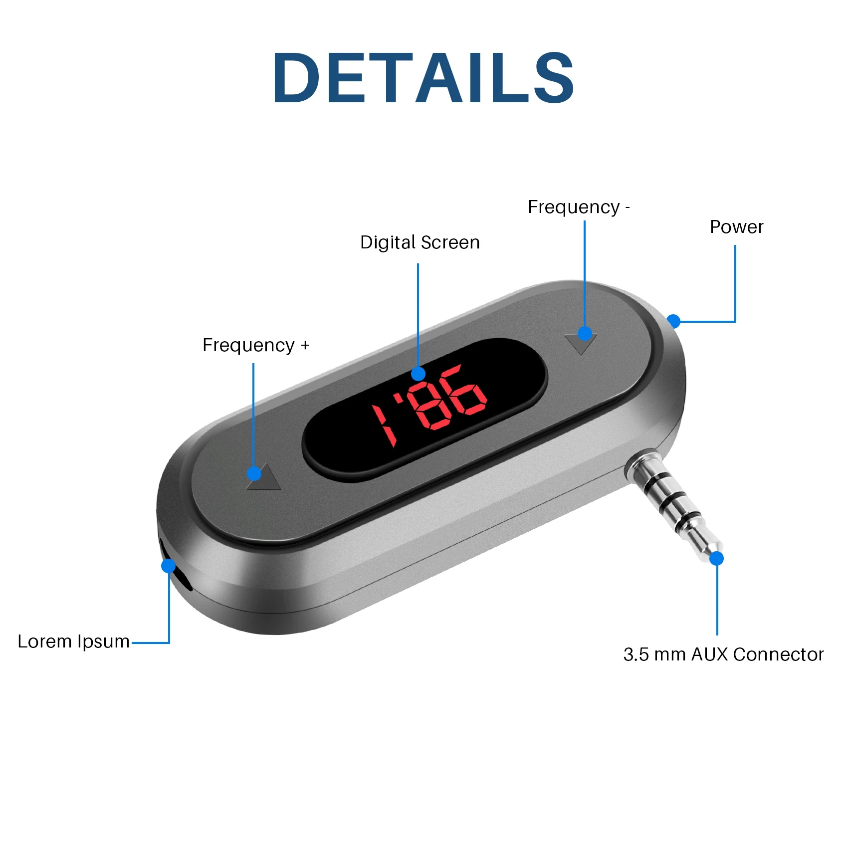 Universal FM Transmitter อะแดปเตอร์เสียงไร้สายพร้อมแจ็ค 3.5 มม.สําหรับ Xiaomi สําหรับ iPhone IOS Android ลําโพงรถยนต์