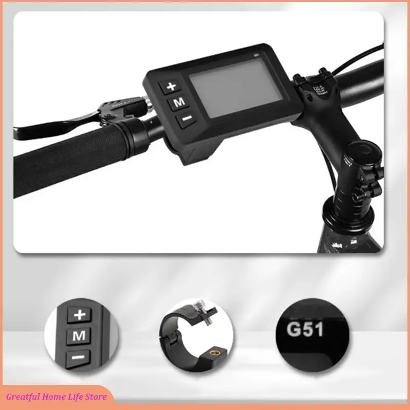 AT59 Bike 5-Pin LCD Speed Display Waterproof Connector Multi Voltage Support 24V/36V/48V Electric Scooter Accelerator