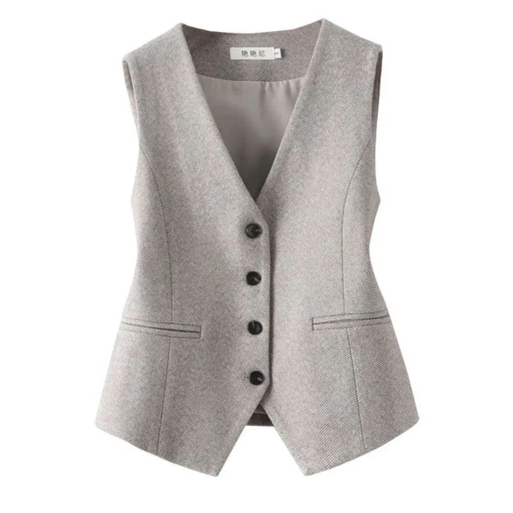 Half Vest for Women Short Solid Color Insulated Demi-season Wool Waistcoat Woman Warm Working Casual Cold Clothes Fashion 2024