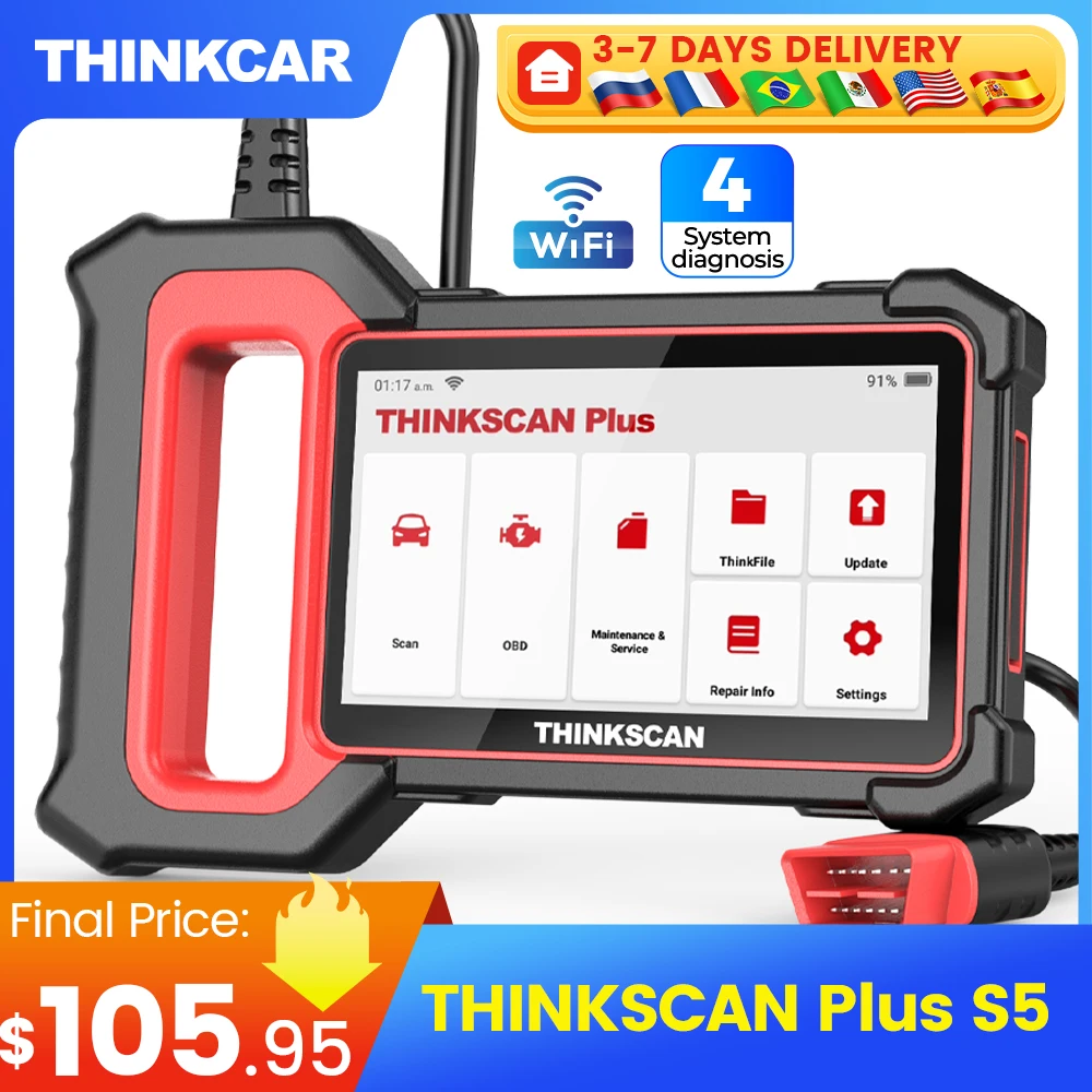 

THINKCAR Thinkscan Plus S5 OBD2 Diagnostic Tool Check Engine ABS SRS TCM System Diagnose Auto Code Reader Scanner Free Update