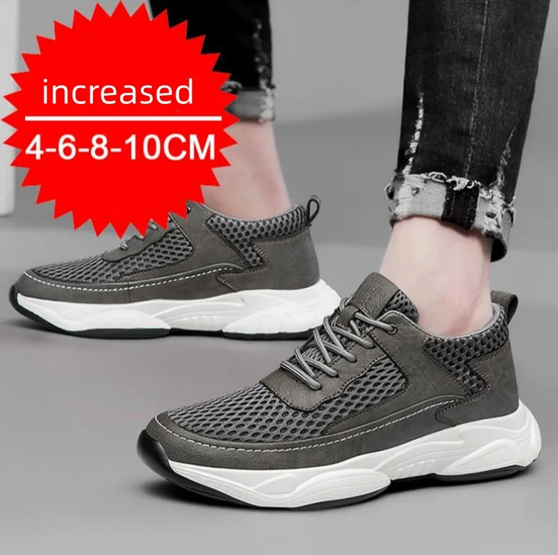 Man Elevator Shoes Lift Sneakers Men Sports Height Increase Insole 8cm10cm Leisure Fashion Summer Sports Heightening Shoes_voghion.com