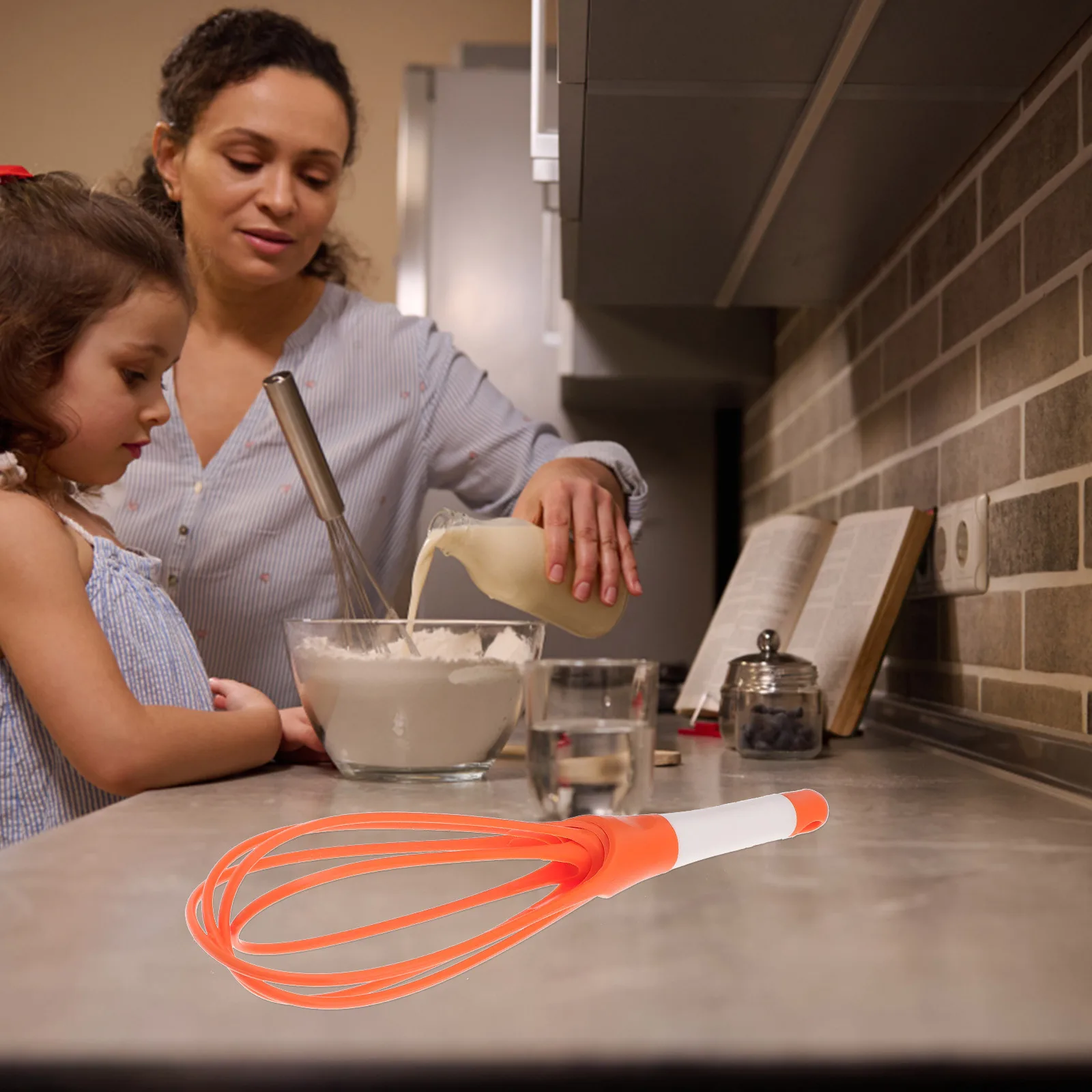 

Silicone Hand Egg Whisk Non Slip Handle Balloon Whisk for Mixing Stirring Beating Cream Sauce Salad Kitchen Tool