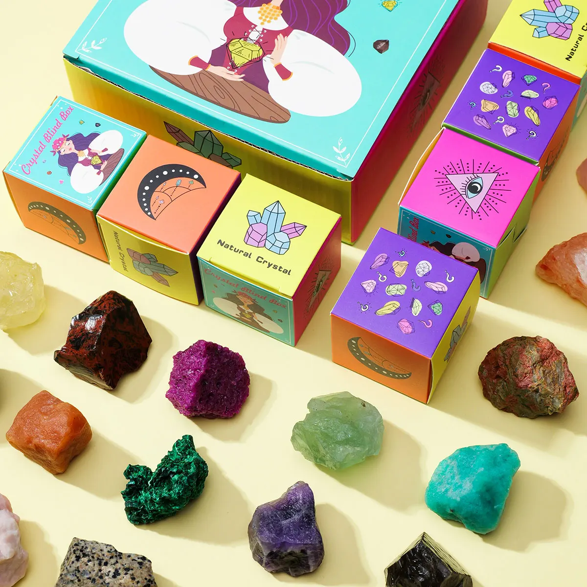عينة معدنية كريستالية طبيعية ، جمع طاقة الزجاجة ، صندوق أعمى ، تعليم الجغرافيا ، هدية الديكور