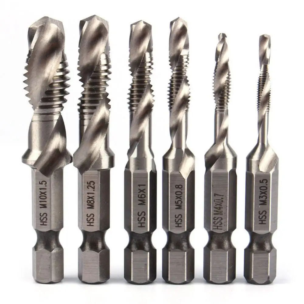 

1/4 Inch Hex Shank HSS Metric Hand Screw Thread Tap Taper Drill Bit Tool M3-M10 Screw Machine Compound Tap Hand Tools