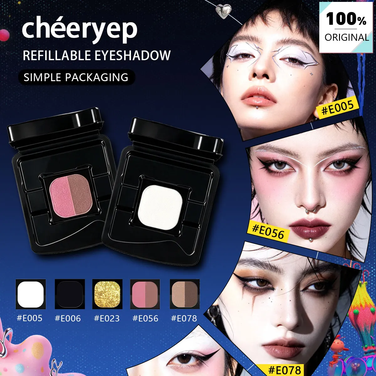 Cheeryep Qianyan Refillable Matte Eyeshadow,Soft Powder Feel,Rich Pigment Payoff,Buildable Coverage,Silky Touch Sensation