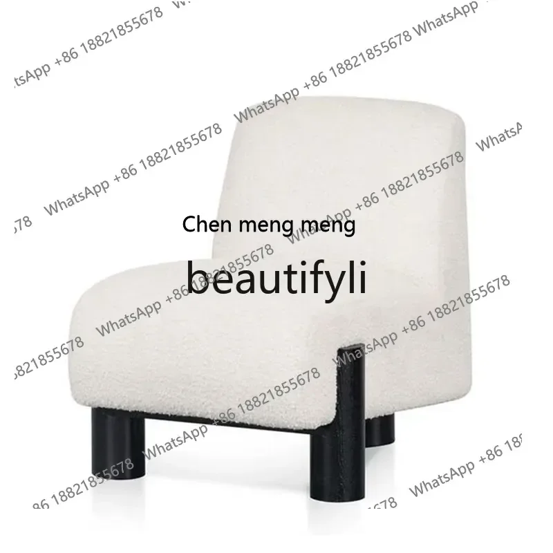 Modern Simple Solid Wood Sofa Chair Club Sales Office Hotel Bedroom Lamb Fleece Leisure Chair