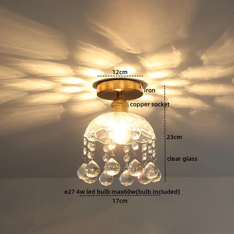 IWHD Home Decor LED Ceiling Lamp Crystal Glass Porch Balcony Hallway Indoor Lighting Modern Ceiling Lamp Luxury Lamparas